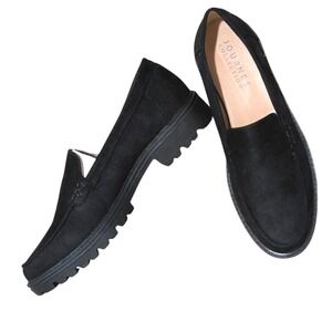 Journee Collection Womens 11 Narrow Erika Black Suede Slip-On Loafers Shoes